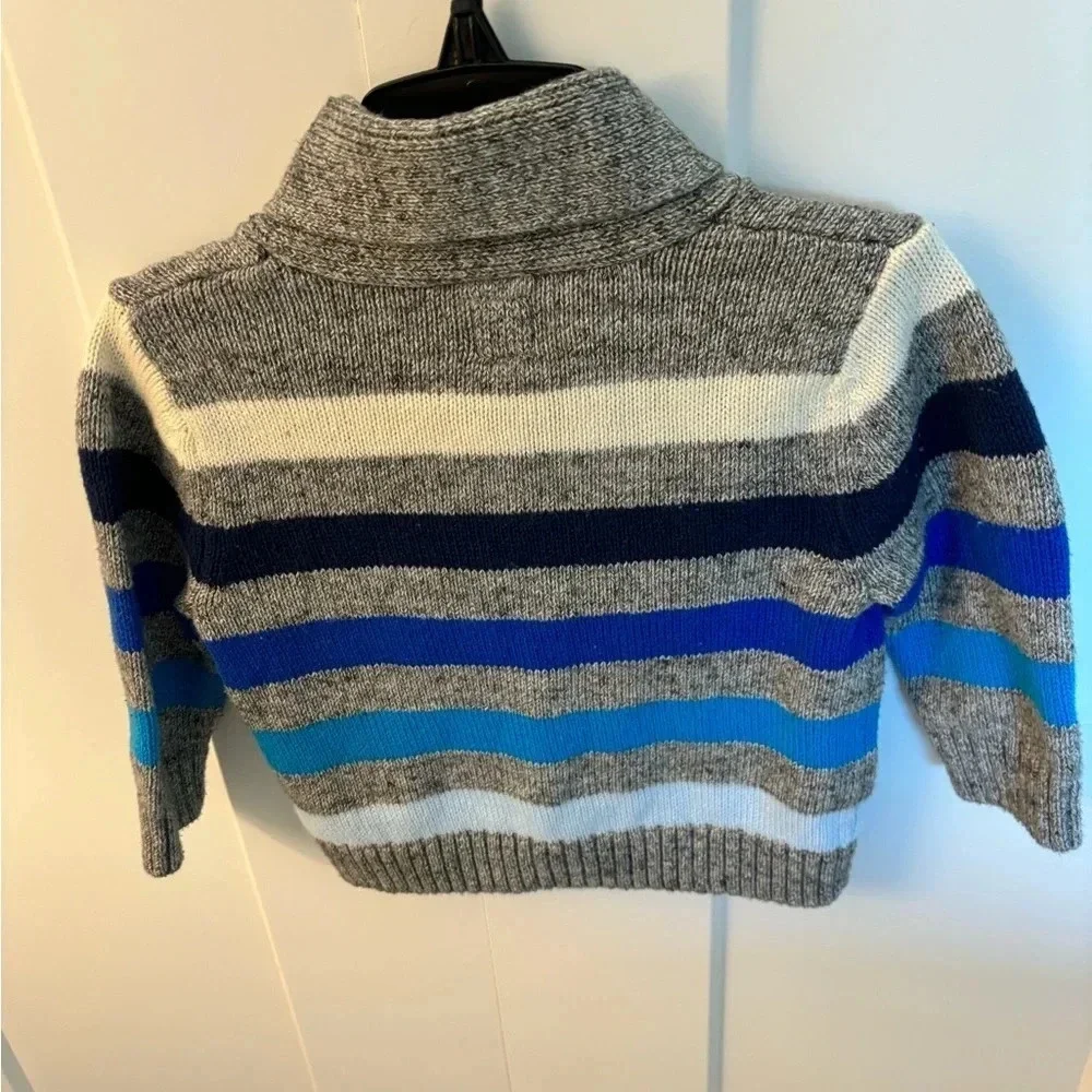 Baby Gap Boys Gray Blue Ombré Striped Cardigan Sweater Size 6-12 Months